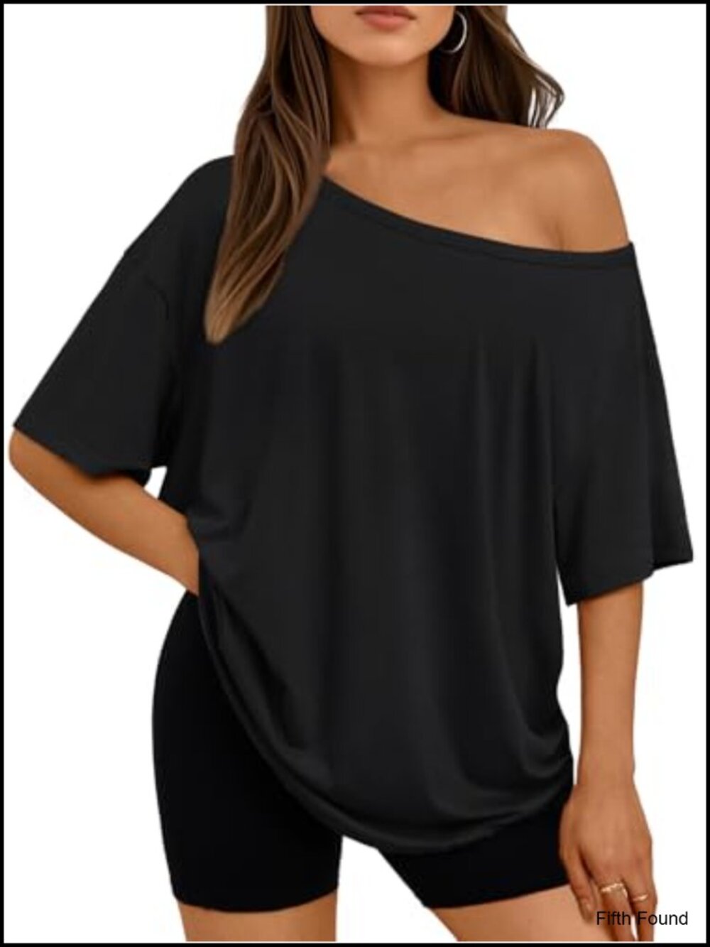 Womens Off The Shoulder Oversized Short Sleeve T-Shirt Top Casual